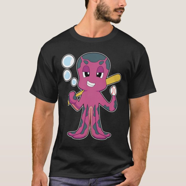 T-shirt Octopus Baseball Baseball bat Sports (Devant)