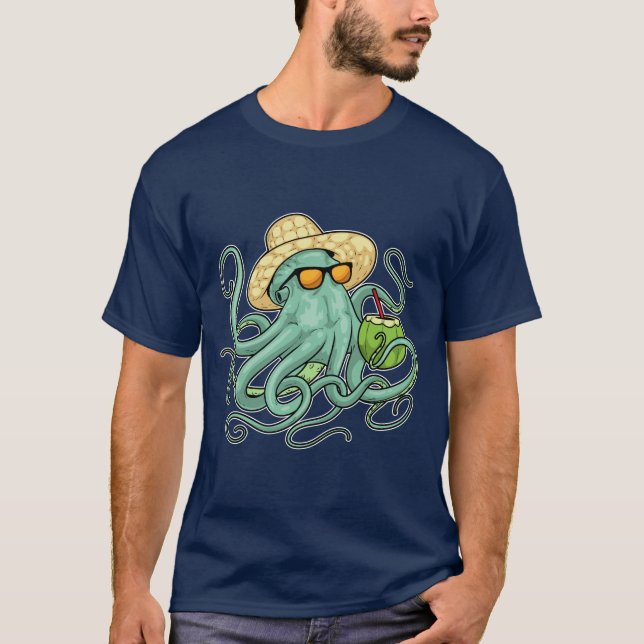 T-shirt Octopus Beach Coconut Été (Devant)