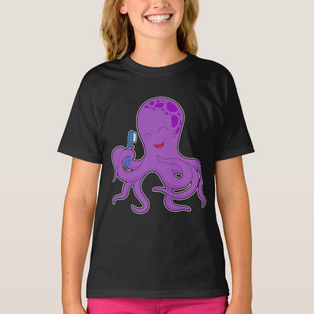 T-shirt Octopus Brosse dents Brosse à dents (Devant)