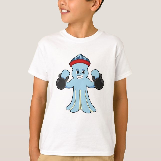 T-shirt Octopus comme Bodybuilder avec des cloches (Devant)