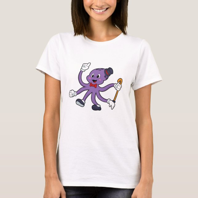T-shirt Octopus comme magicien avec Casquette (Devant)