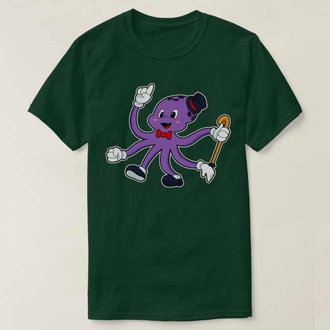 T-shirt Octopus comme magicien avec Casquette (Design devant)