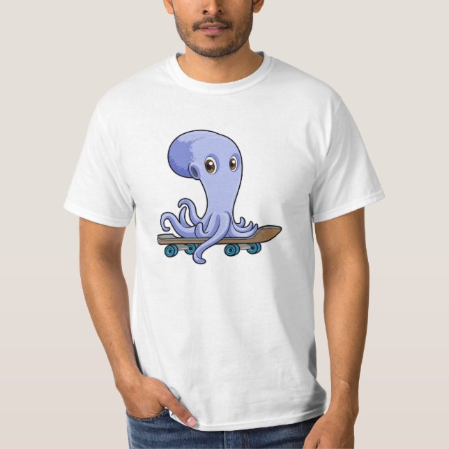 T-shirt Octopus comme patineur avec skateboard (Devant)