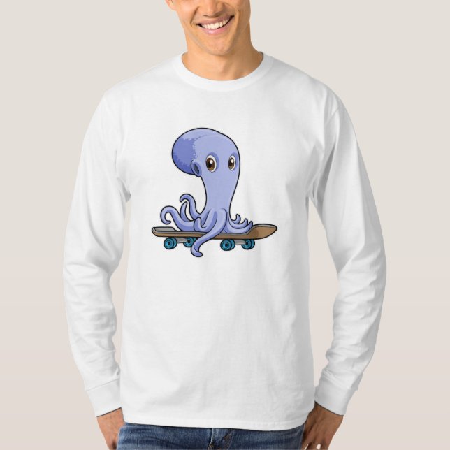 T-shirt Octopus comme patineur avec skateboard (Devant)