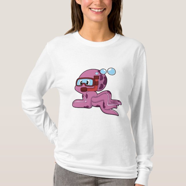 T-shirt Octopus comme plongeur avec tuba (Devant)