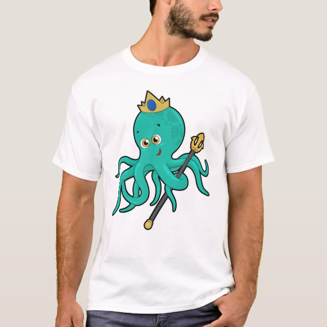 T-shirt Octopus comme roi avec Trident (Devant)
