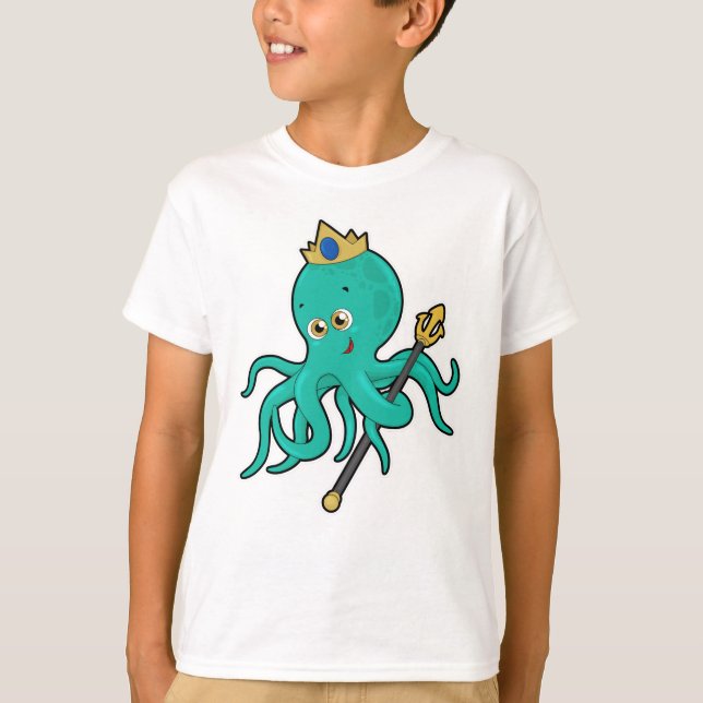 T-shirt Octopus comme roi avec Trident (Devant)