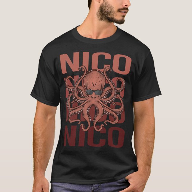 T-shirt Octopus drôle - Nom Nico (Devant)