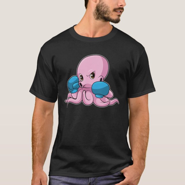 T-shirt Octopus en boîte avec gants de boxe (Devant)