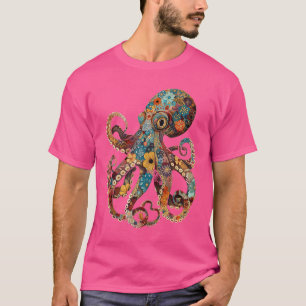 T-shirt Octopus Floral Fleurs calmar Kraken Plongée sous-m