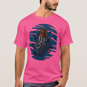 T-shirt Octopus Fou Profond Dans Le Casque De Plongée