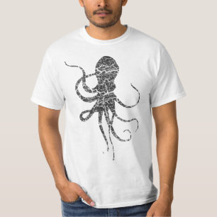 T-shirt Octopus - Impression déprimée - Octopus Vintage