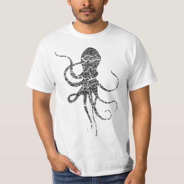 T-shirt Octopus - Impression déprimée - Octopus Vintage (Devant)