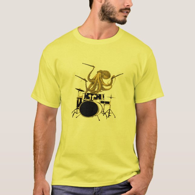 T-shirt Octopus jouer batterie tammer chemise tambour tee  (Devant)