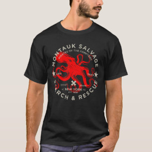 T-shirt Octopus rouge de Montauk Salvage Co.