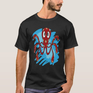 T-SHIRT OCTOPUS SEA ANIMAL MARINE OCÉAN OCTOPUS ROUGE SPOT