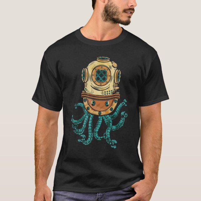 T-shirt Octopus Steampunk Men Victorian Era Octopus (Devant)