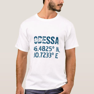 T-shirt Odessa Ukraine Latitude & Longitude en détresse