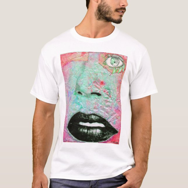 T-shirt "Oeil de lèvres de collage " (Devant)