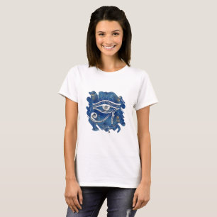 T-shirt Oeil égyptien argenté de Horus sur le marbre bleu