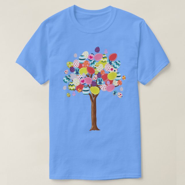 T-shirt Oeufs de Pâques Arbre mignon Avec Oeufs de Lapin d (Design devant)
