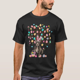 T-shirt Oeufs de Pâques Arbre Pitbulbe Chien Portant Lapin