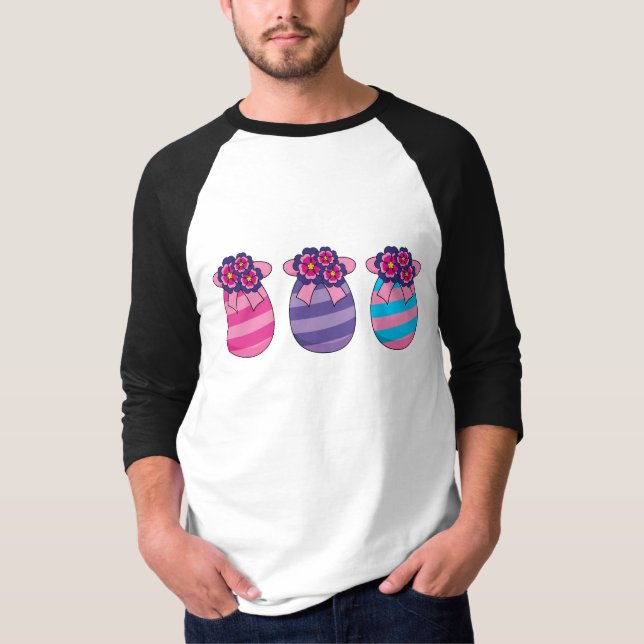 T-shirt Oeufs de Pâques aux fleurs et au ruban (Devant)
