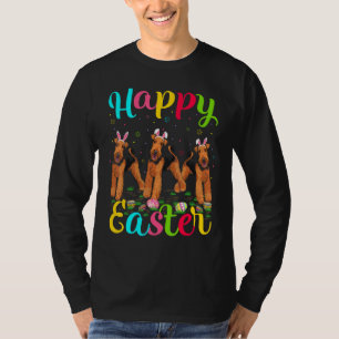 T-shirt Oeufs de Pâques Bunny Airedale Chien Terrier Joyeu