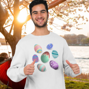 T-shirt Oeufs de Pâques Coloré Décoré Oeufs de Pâques Chas