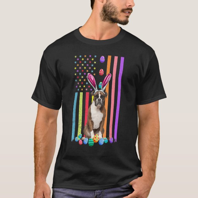 T-shirt OEufs de Pâques Drapeau américain Chien (Devant)