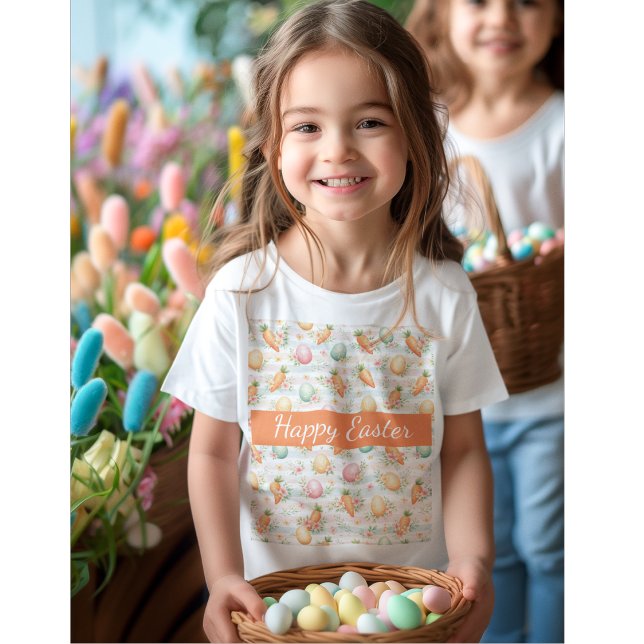 T-Shirt Œufs de Pâques et carottes pastel motif aquarelle (Créateur téléchargé)