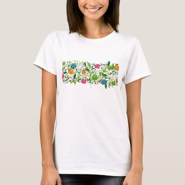 T-shirt Oeufs de Pâques et fleur de printemps (Devant)