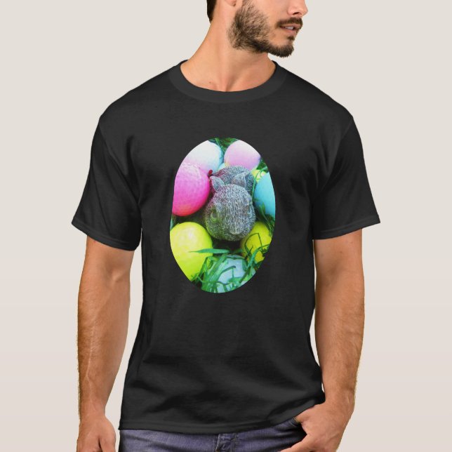 T-shirt Oeufs de Pâques, Lapin, Ballons de golf (Devant)