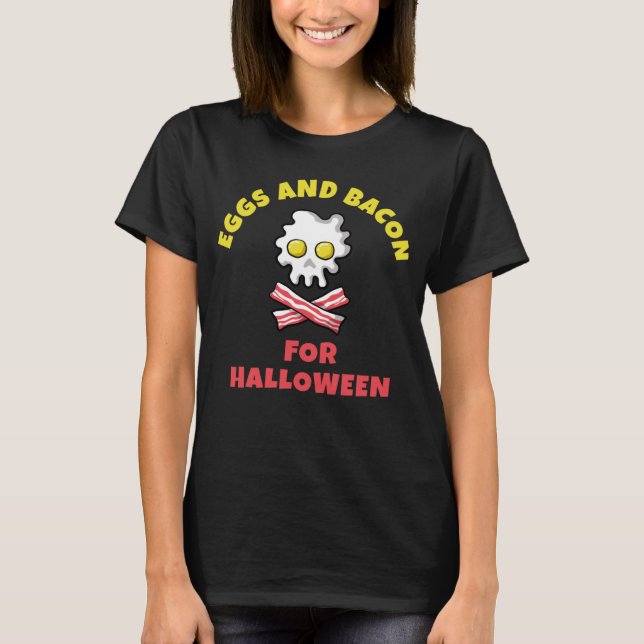 T-shirt Oeufs et bacon pour Halloween Crâne n'os Design (Devant)