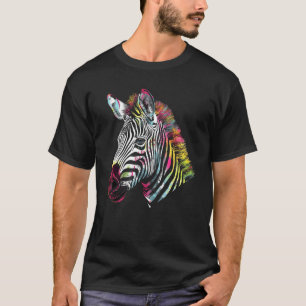 T-shirt Oeuvre colorée Zebra Lover Animal Motif Zebra