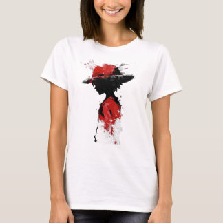 T-shirt Œuvre d'art de casque de course rouge et blanc