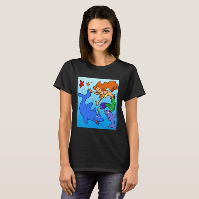 T-shirt OEuvre d'art de la bande dessinée Mermaid océaniqu (Devant entier)
