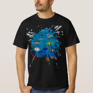T-shirt Œuvre d'art faite main - profondeurs de l'océan