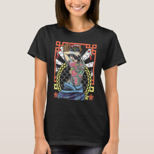 T-shirt Œuvre d'art japonaise Geisha Serpent Fleur