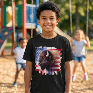 T-shirt Œuvre d'art majestueuse représentant des bisons am