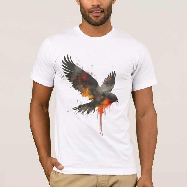 T-shirt Oeuvre de Corbeau Abstrait - Peinture de peinture  (Devant)