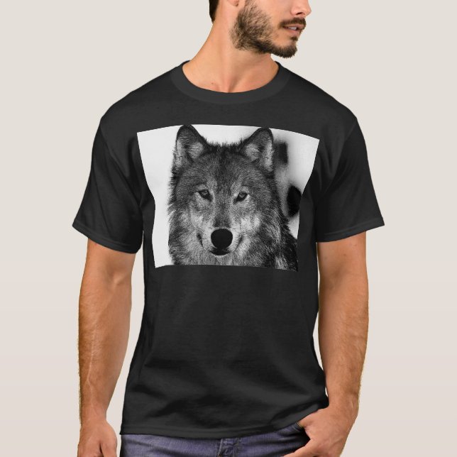 T-shirt Oeuvre de Loup noir et blanc (Devant)
