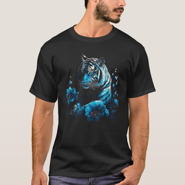 T-shirt Oeuvre d'orfèvre de tigre Fleur d'animal Motif Tig (Devant)