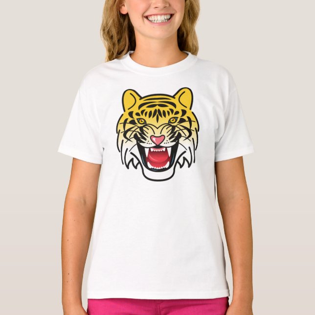 T-shirt OEuvre faciale riant de tigre (Devant)