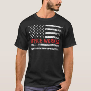 T-shirt Office Worker USA Drapeau Profession Rétro Titre d