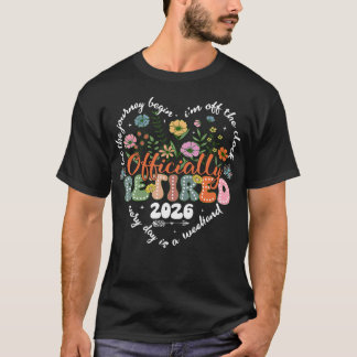 T-shirt Officiellement Retraité 2026 Fleur Florale Retrait