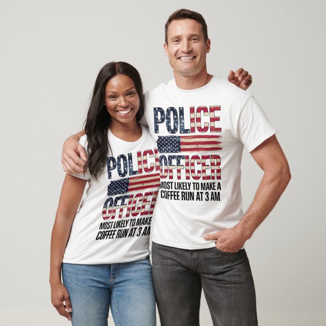 T-shirt Officier De Police Dons Le Plus Probable À Coffee  (Unisexe)