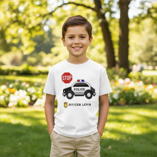 T-shirt Officier Police Voiture Personnalisé Nom de l'anni