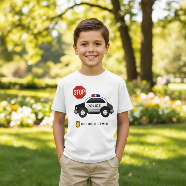 T-shirt Officier Police Voiture Personnalisé Nom de l'anni (Créateur téléchargé)