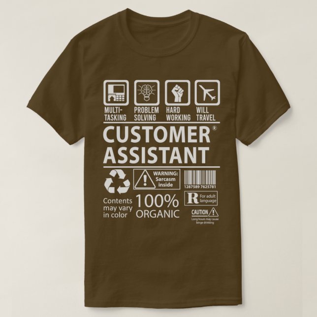 T-shirt Offre d'emploi certifiée multitâche de l'assistant (Design devant)